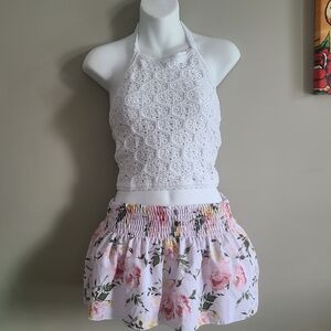Hollister White Crochet Halter Top XS